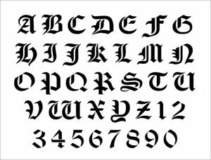 OLDE TIME Alphabet Stencil 1 Inch Old English Gothic Font Set Letters Sheet S571