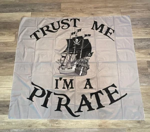 Trust Me I’m A Pirate Wall Hanging Tapestry Silver And Black 50” x 60” - Picture 1 of 3