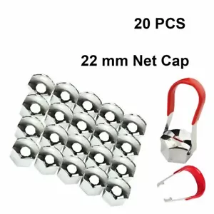 20 x 22 MM ALLOY WHEEL HEX NUT/BOLT CAPS COVERS + TOOL CHROME UNIVERSAL - Picture 1 of 8