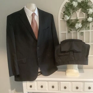 DANIEL CREMIEUX LORO PIANA SUPER 130’S 2 Pc WOOL DRK GRAY STRIPED SUIT 48L 38X30 - Picture 1 of 8