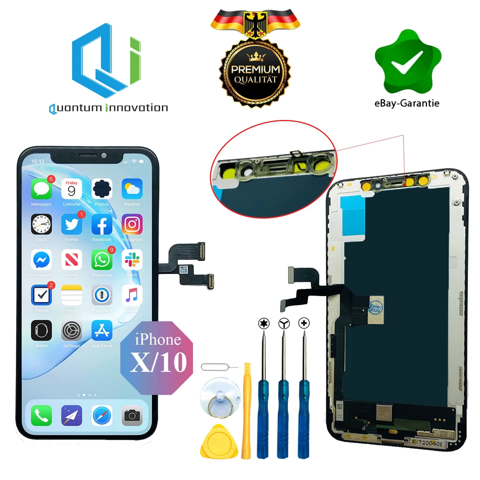 Apple iPhone X LCD Display Bildschirm + Touch Screen 2022 + Werkzeugset Neu - Bild 1 von 1