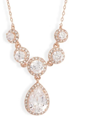 NADRI Frontal crystal rose gold necklace NWT $70 - Image 1 of 4