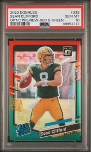SEAN CLIFFORD 2023 DONRUSS OPTIC PREVIEW RED GREEN #338 PSA 10 GREEN BAY PACKERS - Picture 1 of 2