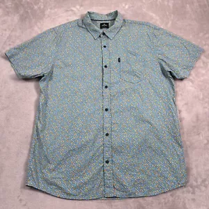 Rip Curl Shirt Mens XL Extra Large Blue Yellow Geometric Button Up Short Sleeve - Picture 1 of 11