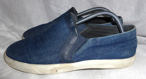 SCARPE DA GINNASTICA MONCLER DA UOMO BLU IN DENIM DENIM TAGLIA UK 9 EU 43 IN PERFETTE CONDIZIONI