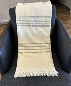 Hearth & Hand with Magnolia Throw Blanket - Cream with Black Stripes NWOT - Picture 1 of 3