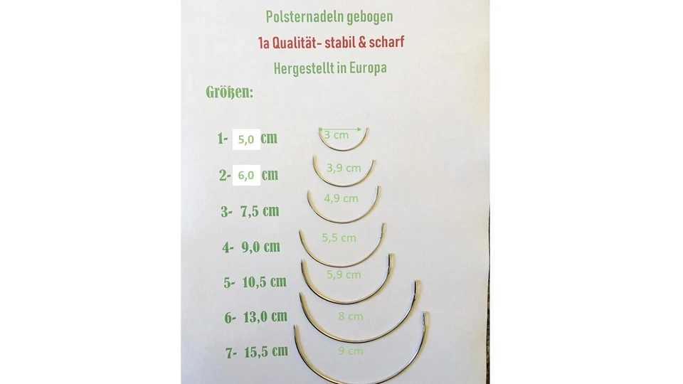 Aghi Tappezzeria Ago Imbottitura Arcuato Di 5 CM -15, Premium Qualità - Immagine 1 di 1