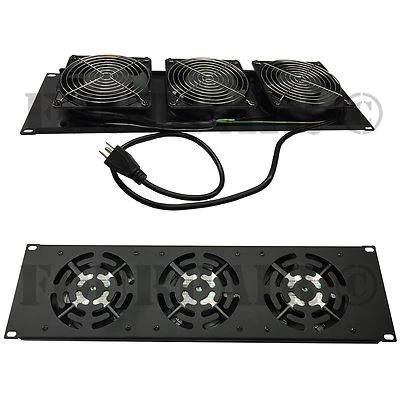 3 Fan 19" Rack Mount Cooling Panel System DJ Rack Case Server Cabinet 3U 110V - Image 1 of 3