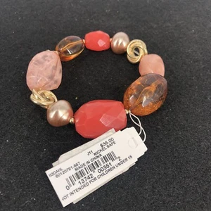 Pink & Brown Beaded Bracelet Costume Jewelry Macy’s Org $36 NWT A39 - Picture 1 of 4