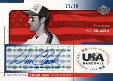 2004 Will Clark /30 UPPER DECK USA Baseball 25th Anniversary Autograph 