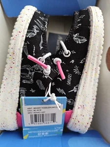 Scarpe slip on Hey Dude Wendy bambino unicorni nero rosa taglia 6 ragazze bambini - Foto 1 di 4