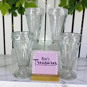 Vintage Libbey Klare Platte Schwer Glas Eisbecher Milchshake Stand Gläser Set 4 - Bild 1 von 20