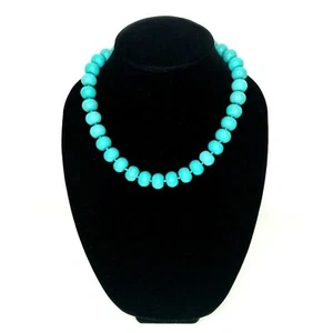 Faux Türkis schwere Perlenkette silberfarben Verschluss - Bild 1 von 7