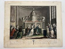Large Antique Colored Engraving Of Wedding Marriage By Antonio Baratti - 1700’s