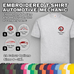 Personalised Embroidered T-Shirt Your Text Mechanic Automotive Workwear Unisex - Picture 1 of 13