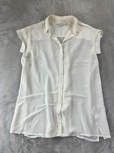 ALLSAINTS White 100% Silk Top Size 8 US Blouse Artesia Button Up Shirt - Picture 1 of 11