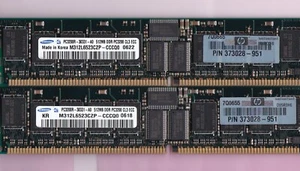 1GB 2x512MB PC3200R SAMSUNG M312L6523CZP-CCCQ0 ECC REG HP 373028-951 DDR-400 Kit - Picture 1 of 2