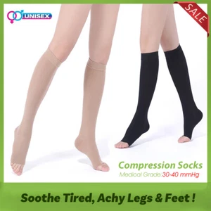 Compression Socks Men Women 30-40 mmHg Support Varicose Veins Silicon Stockings - Picture 1 of 14