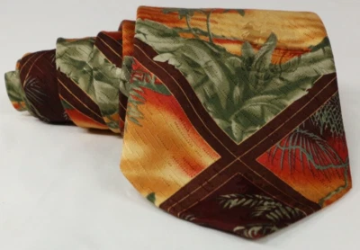 Corbata Tommy Bahama Hecha a Mano Seda Cuello Grande Tropical Hawaiana Puesta de Sol Playa Estampado Foto 1 de 4