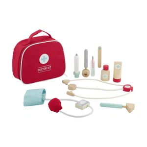 Wooden Doctor Kit with Bag Learn Role Play Pretend Dr Kids Toy 3+ year 10 pieces - Picture 1 of 1