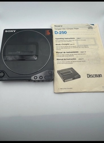 Sony D-250 Discman Portable CD Player + Case, Adapter, Battery, Manual ...