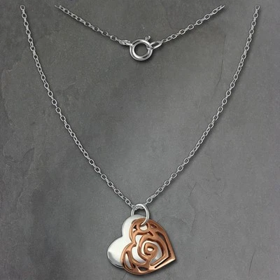 Collana Silberdream In Argento 925 Placcato Oro 45Cm Cuore Argento Rosa SDK8006E - Immagine 1 di 4