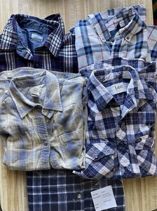 Family Pack Of Plaid Flannel Long Sleeve Button Up Shirts Lot Of 5 Mens (1) Lady - Picture 1 of 10