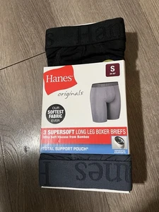 3 Paar Hanes Supersoft Boxershorts mit langem Bein Größe Small (28-30) Neu - Bild 1 von 3