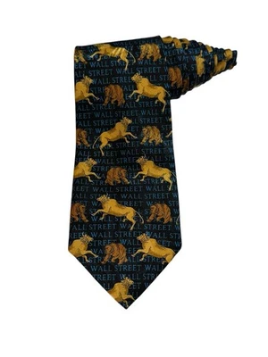 Corbata Steve Harris Wall Street Bull Bear Stockbroker Novedad Poliéster De Colección Foto 1 de 4
