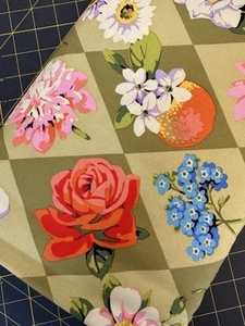 MARTHA NEGLEY NATION OF FLOWERS STATE FLOWERS SAGE FLORAL COTTON FABRIC HY - Picture 1 of 4