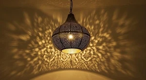 Handmade Moroccan Brass Pendant Light: Arabian Home Decor - Picture 1 of 8