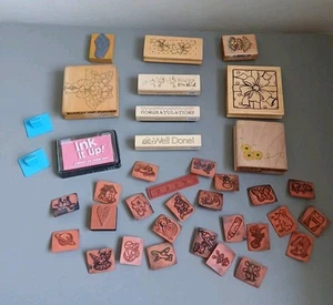 Bulk Craft Stamps Used Various Design Flowers Butterflys Hello Roses - Picture 1 of 13