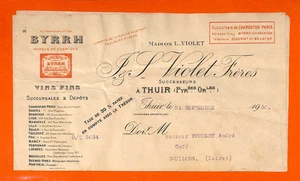 THUIR ( 66 ) VIOLET FRERES / VINS BYRRH / ÉPICERIE FOUBERT COULLONS / FACTURE - Picture 1 of 1