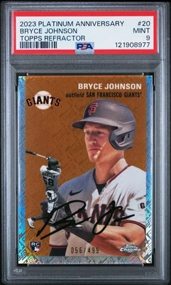 2023 Platinum Anniversary Bryce Johnson #20 Topps 56/499 PSA 9 - Image 1 of 3