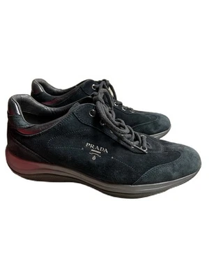 Zapatillas Prada Gamuza Cuero Calzature Donna Parte Superior Baja Con Cordones Negro Mujer 39 8.5 Foto 1 de 4