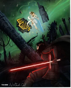 STAR WARS KYLO REN DISPUTE BAM BOX ART PRINT SIGNED NATE CALL LE 930/2000 8X10 - Picture 1 of 2