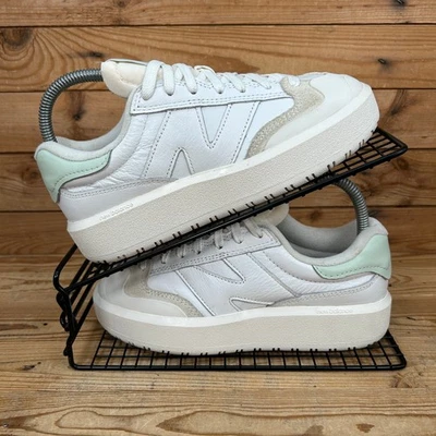 New Balance Trainers Womens Size UK 4 White Green Leather Platform CT302 Shoes - Image 1 of 4