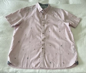 Ted Baker | Men’s SZ 6 (US XL) Pink Tropical Surf Print Button Front Shirt - Picture 1 of 9