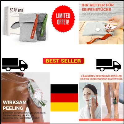 Doppelter Seifenbeutel | Kordelzug-Design | Duschschwamm - Bild 1 von 4