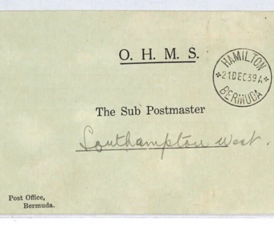 BERMUDA Official Card 1939 OHMS *Change of Address* Form Southampton West YR193 - Image 1 of 4