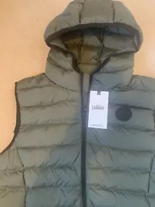 Tokyo Laundry Mens Gilet Hooded Men's Medium Khaki Quilted Puffer Free Returns - Picture 1 of 14