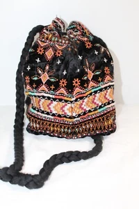 Johnny Was Biya JWLA 3J Workshop Drawstring Tote Velvet Embroidered Shoulder Bag - Picture 1 of 7