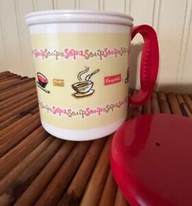 Vintage Campbells Soup Plastic Mug with Lid 12oz Microwaveable