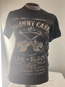 Johnny Cash The Man In Black T-Shirt Crossed Guitars Tennessee Three Size Small - Picture 1 of 5
