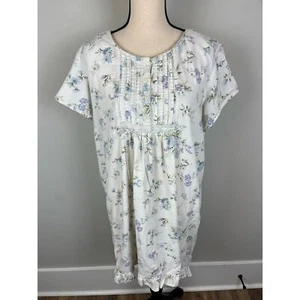Vtg Laura Ashley Babydoll Ruffle Nightgown Floral Short Sleeve 100% Cotton L  - Picture 1 of 15