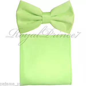 Nuevo conjunto de pajarita y pañuelo cuadrado de bolsillo pre atado verde lima para hombre boda graduación - Imagen 1 de 1