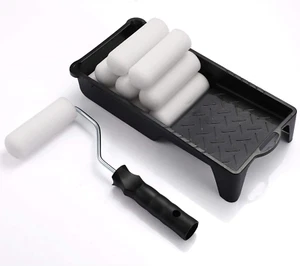 Foam Paint Roller, Roller Frame with 4-Inch Mini Paint Roller Cover Refills with - Picture 1 of 12