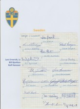 SWEDEN V DENMARK U23 INTL 1963 RARE ORIGINAL AUTOGRAPH BOOK PAGE 16 X SIGNATURES
