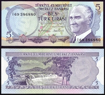 Turkey 5 lira 1976 President Kemal Ataturk P185 UNC - Image 1 of 4