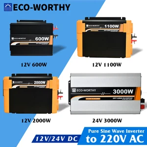 600W 1000W 2000W 3000W Watt 12V 24V Pure Sine Wave Inverter for Solar Panel Kit - Picture 1 of 42